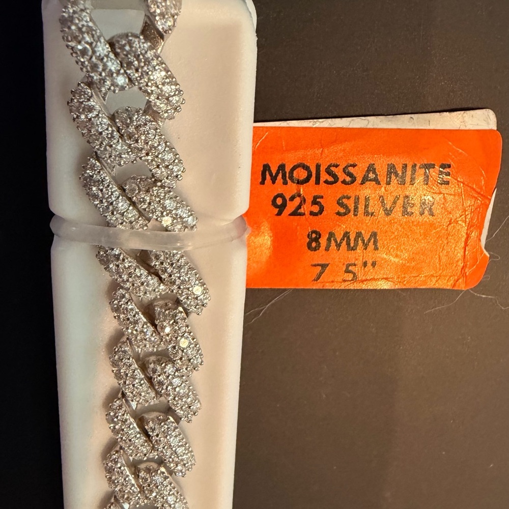Moissanite 925 Solid Silver Bracelet 8mm 8.00 CWT